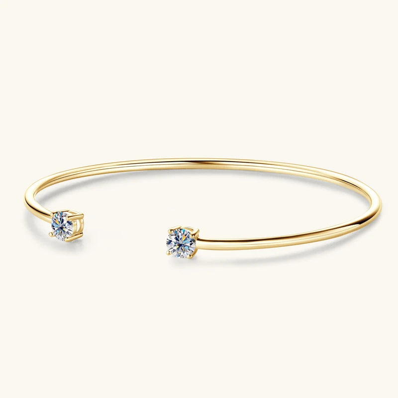 Moissanite Cuff Bangle 0.5CT – 5mm, 925 Sterling Silver, Women's Wedding & Engagement Bracelet, Fine Jewelry