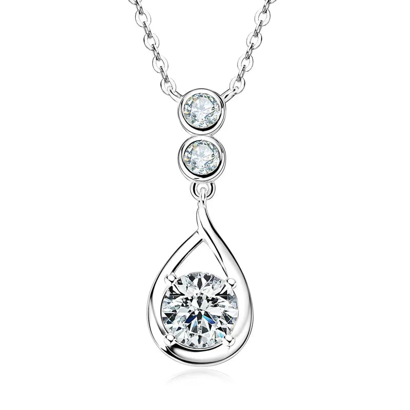 Moissanite Waterdrop Pendant Necklace 1.20CT – 925 Sterling Silver, Elegant Women's Jewelry Gift for Wedding & Christmas