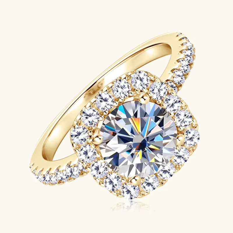 Moissanite Halo Wedding Ring – 8mm Round Cut, 925 Sterling Silver, Women's Engagement Fine Jewelry