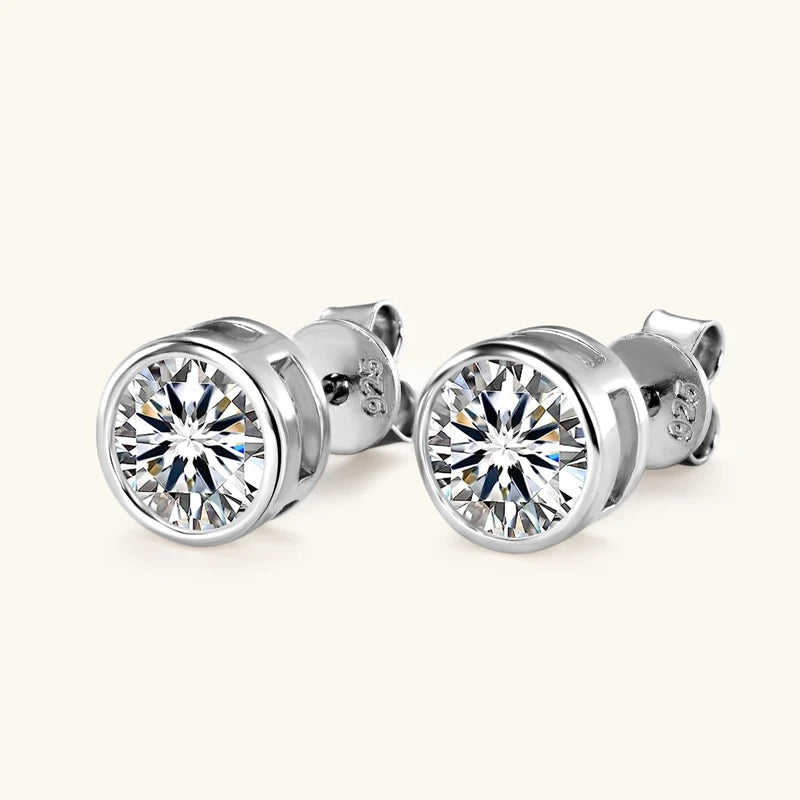 Boucles d'oreilles à tige en moissanite – 1 carat, 2 carats, 5 mm, 6,5 mm, 8 mm, argent sterling 925 plaqué or, bijoux unisexes pour tous les jours