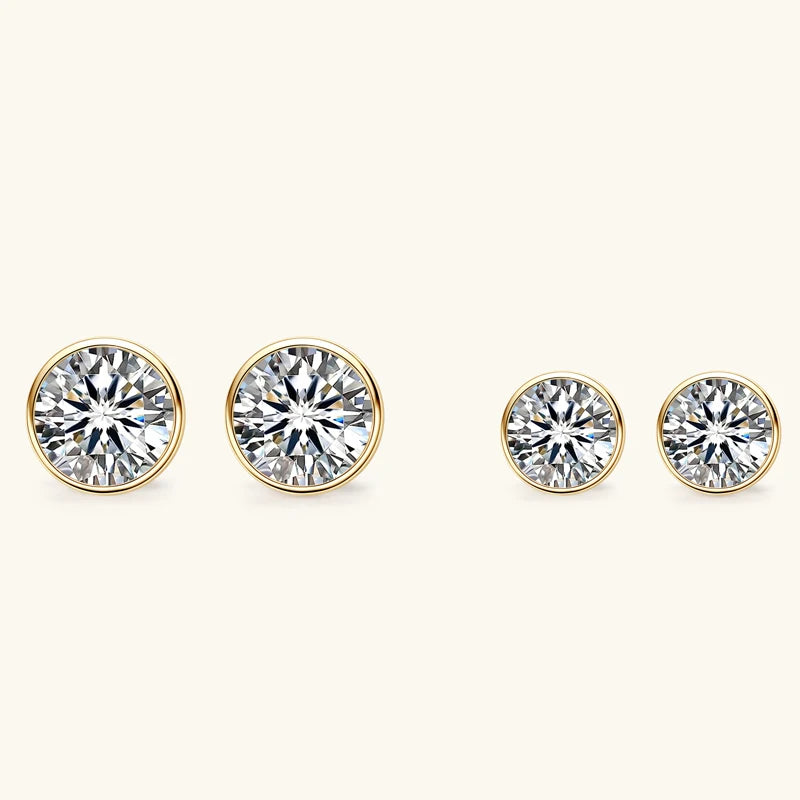 Moissanite Stud Earrings – 0.5-1CT Stones, Gold Plated 925 Sterling Silver, Unisex Certified Jewelry for Daily Wear & Gifts