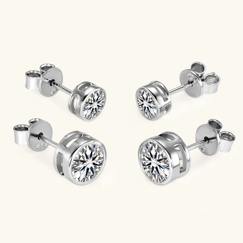 Moissanite Stud Earrings – 0.5-1CT Stones, Gold Plated 925 Sterling Silver, Unisex Certified Jewelry for Daily Wear & Gifts