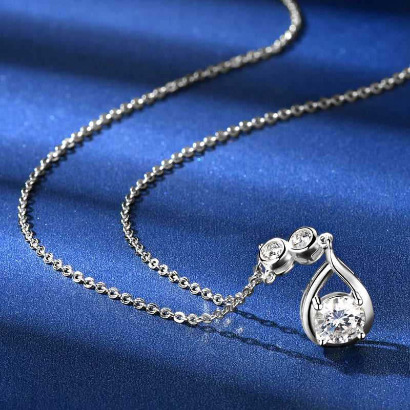Moissanite Waterdrop Pendant Necklace 1.20CT – 925 Sterling Silver, Elegant Women's Jewelry Gift for Wedding & Christmas