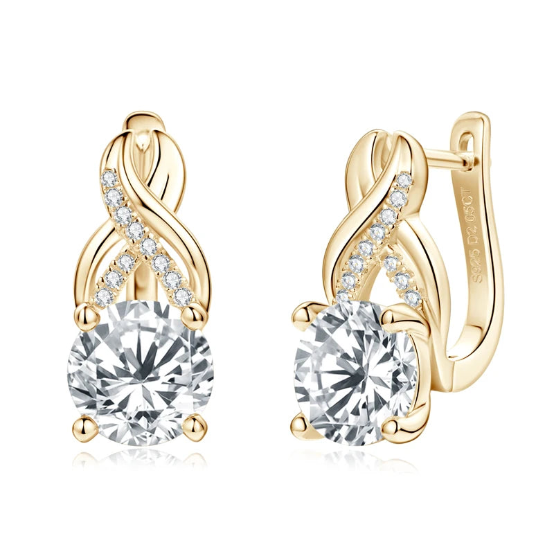 Moissanite Infinity Hoop Earrings – 925 Sterling Silver, Round Cut