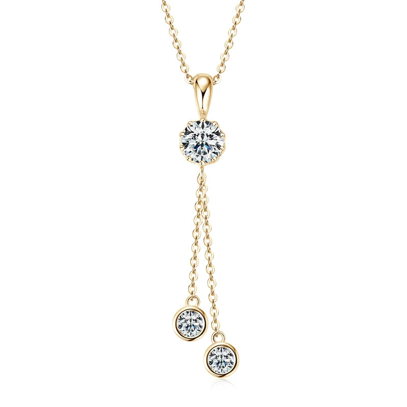 Crown Tassel Moissanite Pendant Necklace – 6.5mm & 4mm D/VVS1, 925 Sterling Silver, GRA Certified Women's Fine Jewelry