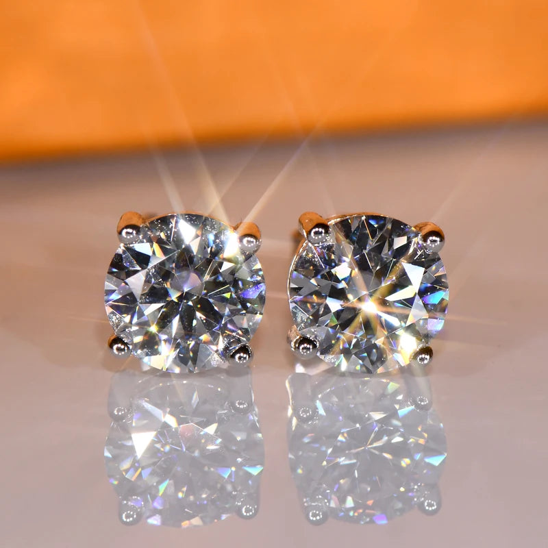 Boucles d'oreilles à tige en moissanite – Argent sterling 925, certifiées D VVS1, 3 mm à 11 mm, bijoux fins unisexes