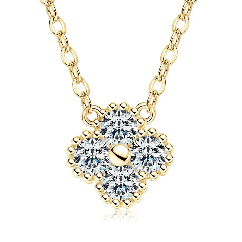 Moissanite Clover Pendant Necklace 3.0mm – D Color, 925 Sterling Silver, High-Quality Women's Engagement Jewelry