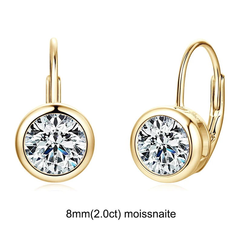 Moissanite Clip Earrings – 925 Sterling Silver, D Color, 6.5mm & 8mm Round Cut, Elegant Jewelry Gift for Girls & Weddings