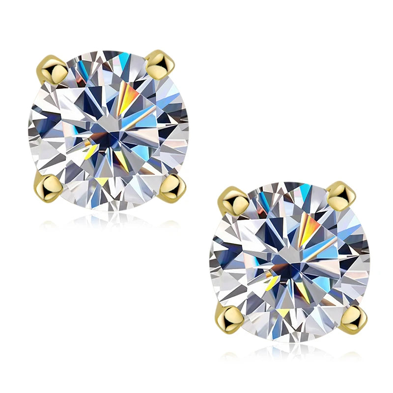 Moissanite Stud Earrings – 6.5mm D Color, 925 Sterling Silver, Sparkling Women's Wedding Jewelry