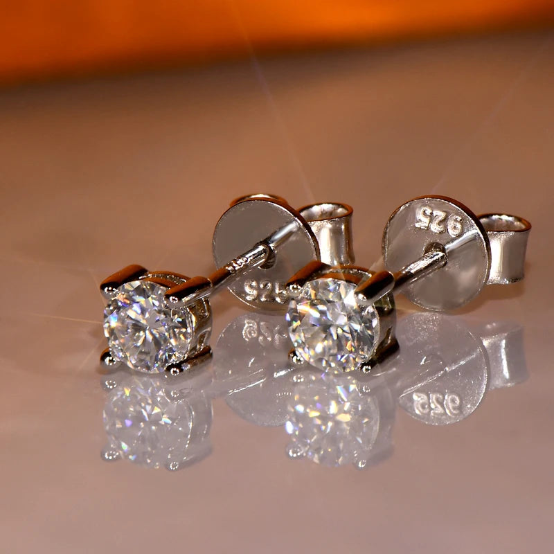 Boucles d'oreilles à tige en moissanite – Argent sterling 925, certifiées D VVS1, 3 mm à 11 mm, bijoux fins unisexes