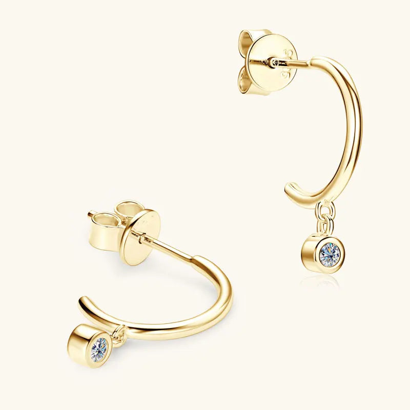 Boucles d'oreilles en moissanite – Demi-créoles en argent sterling 925, bijoux de fiançailles élégants pour femmes et filles