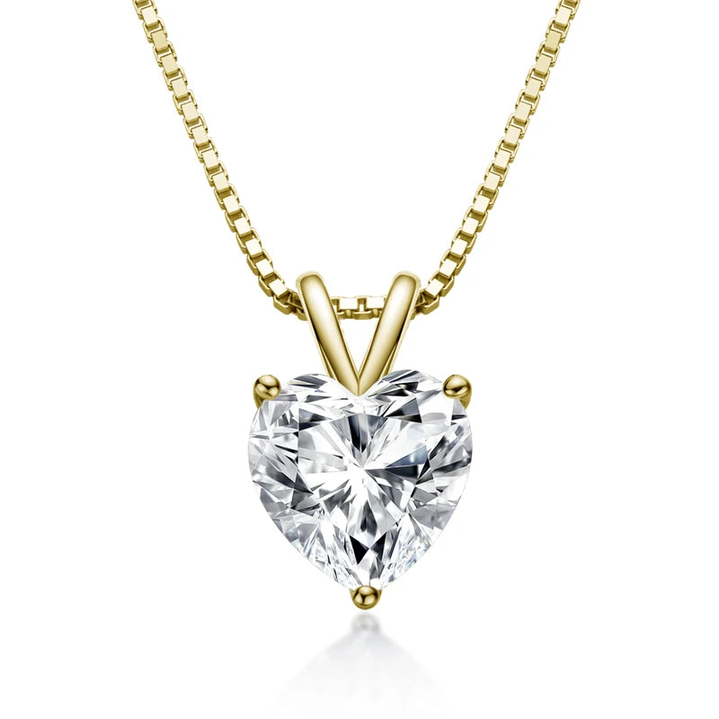 Moissanite Heart Pendant Necklace 2.0CT – D VVS1, 925 Sterling Silver Chain, Luxury Women's Jewelry, Engagement Gift