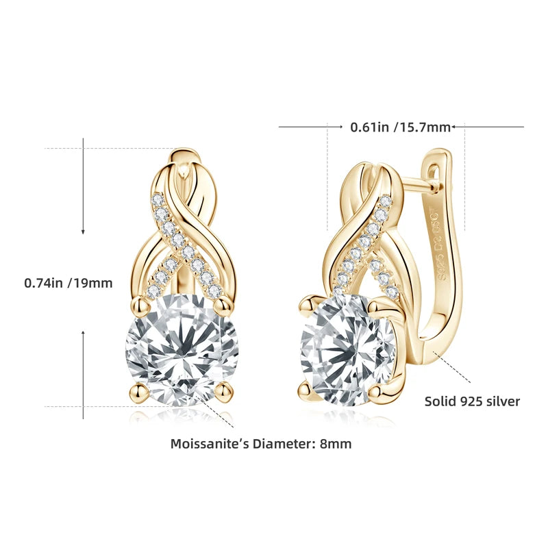 Moissanite Infinity Hoop Earrings – 925 Sterling Silver, Round Cut