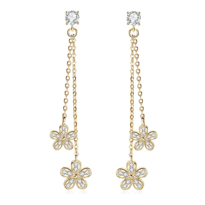 4mm VVS1 Moissanite Flower Drop Earrings – 925 Sterling Silver, Unique Girls' Studs, Birthday Gift Jewelry