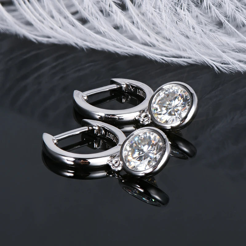 Moissanit-Tropfen- und -Baumel-Creolen – 9 mm, 8 mm, 6,5 mm, Farbe D, 925er Sterlingsilber, trendiger Damenschmuck