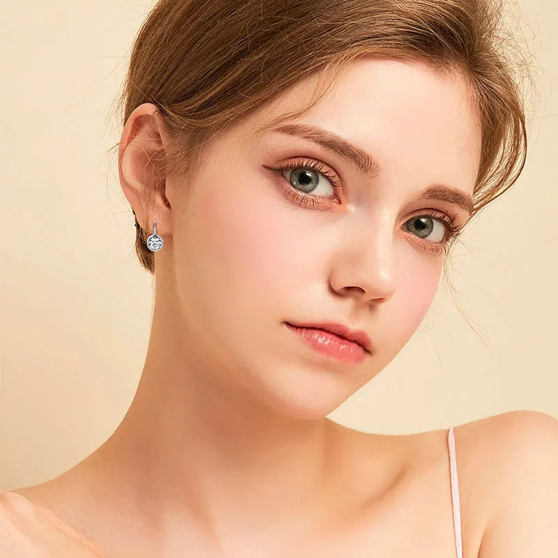 Moissanite Clip Earrings – 925 Sterling Silver, D Color, 6.5mm & 8mm Round Cut, Elegant Jewelry Gift for Girls & Weddings
