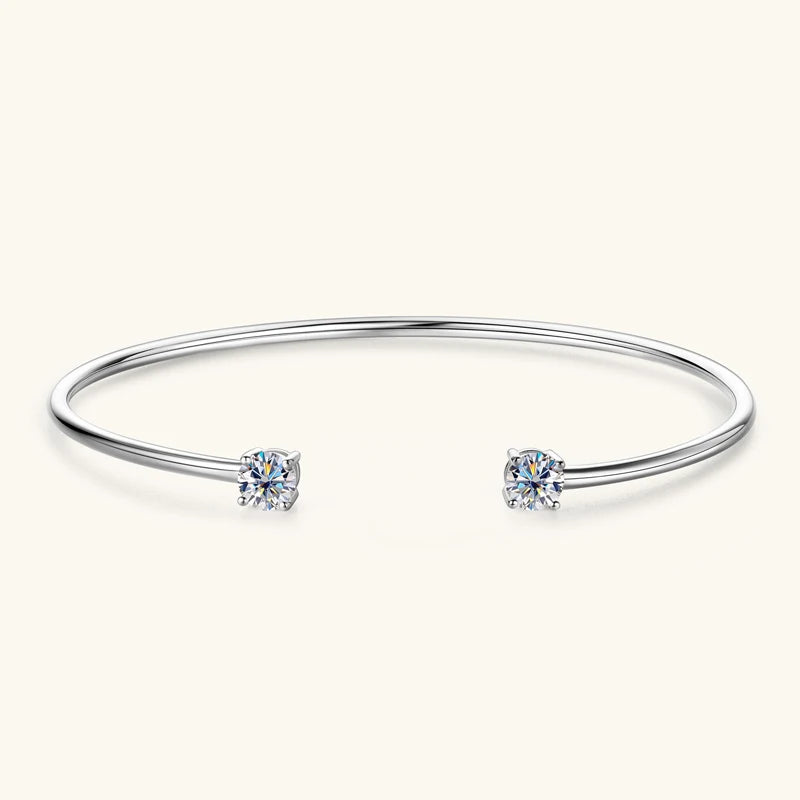 Moissanite Cuff Bangle 0.5CT – 5mm, 925 Sterling Silver, Women's Wedding & Engagement Bracelet, Fine Jewelry