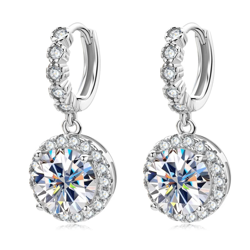 Gold Plated Moissanite Huggie Earrings – 1CT 2CT 3CT, 925 Sterling Silver Hoop Dangle Earrings for Women