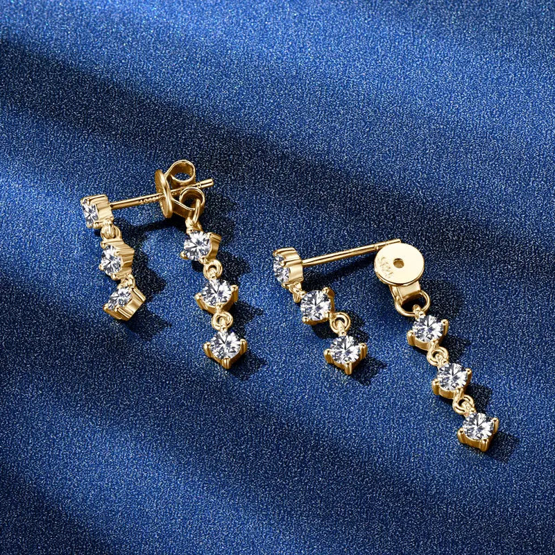 Moissanite Drop Earrings 3.0mm 0.60CT – 925 Sterling Silver, Elegant Women's Jewelry, 2024 Wedding Trend