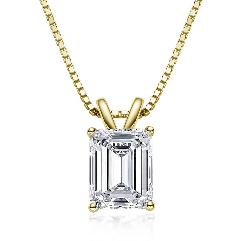 Simulated Diamond Pendant Necklace – 925 Sterling Silver, Large Stone, Women's Birthday Gift, Fine Jewelry