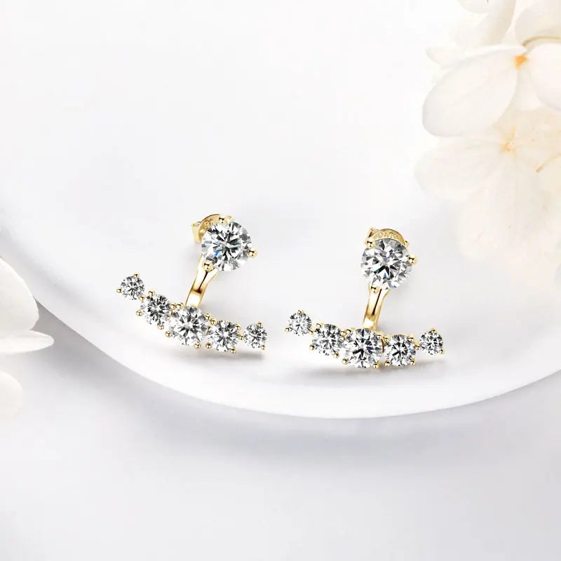 Moissanite Ear Jacket Stud Earrings 2.30CT VVS1 – 925 Sterling Silver, Women's Engagement & Wedding Jewelry