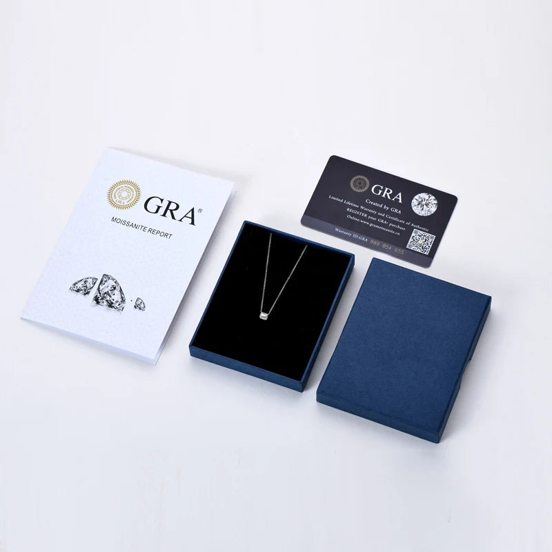 Emerald Cut Moissanite Pendant Necklace – 14K Gold Plated, 925 Sterling Silver, Adjustable Chain, Women's Jewelry Gift