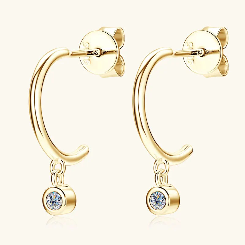 Boucles d'oreilles en moissanite – Demi-créoles en argent sterling 925, bijoux de fiançailles élégants pour femmes et filles