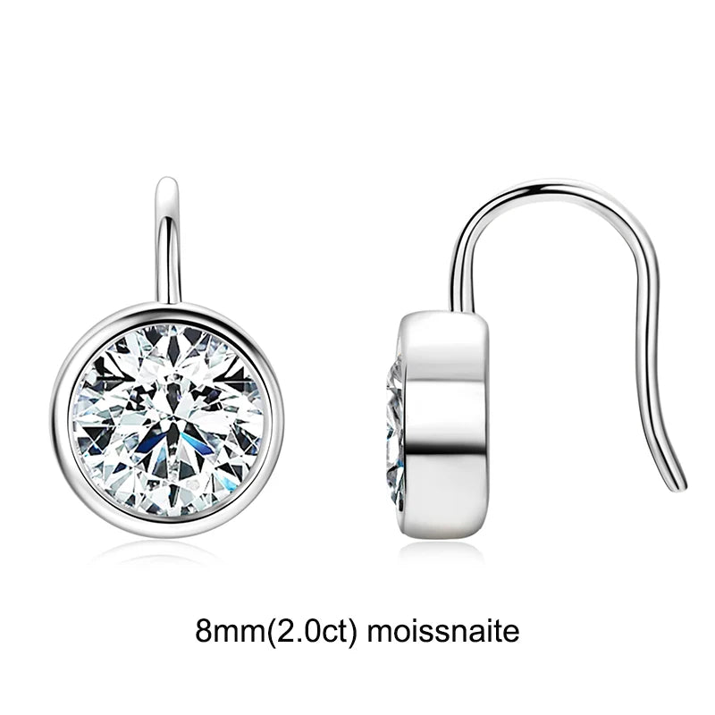 Moissanite Clip Earrings – 925 Sterling Silver, D Color, 6.5mm & 8mm Round Cut, Elegant Jewelry Gift for Girls & Weddings