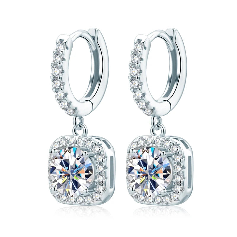 Gold Plated Moissanite Huggie Earrings – 1CT 2CT 3CT, 925 Sterling Silver Hoop Dangle Earrings for Women