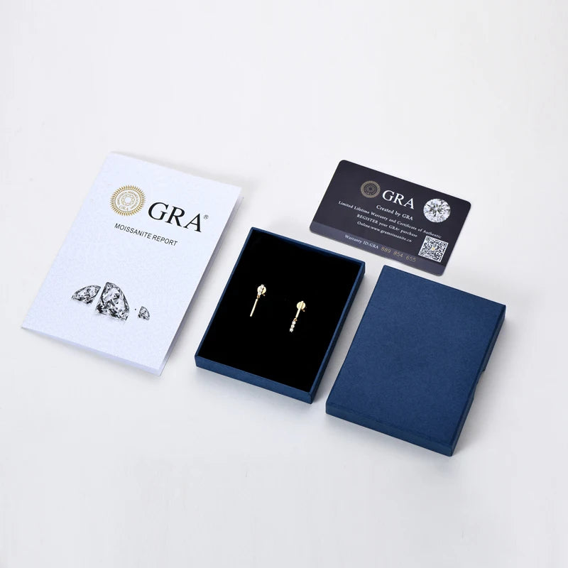 Moissanite Bar Drop Earrings 0.09CT VVS1 – 925 Sterling Silver Studs, Unique Engagement Jewelry for Women & Girls