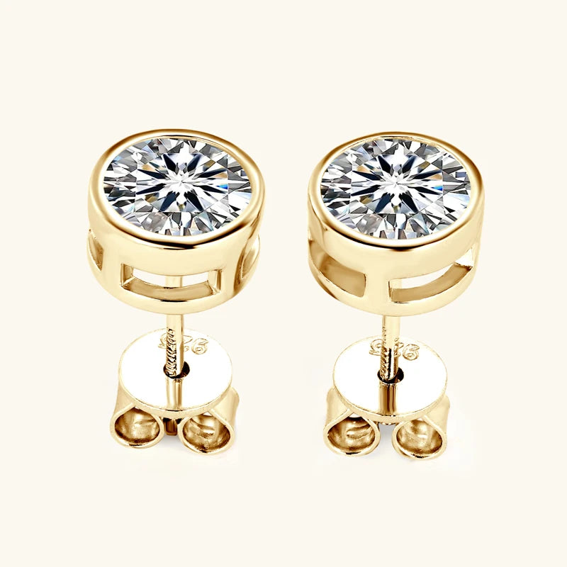 Boucles d'oreilles à tige en moissanite – 1 carat, 2 carats, 5 mm, 6,5 mm, 8 mm, argent sterling 925 plaqué or, bijoux unisexes pour tous les jours