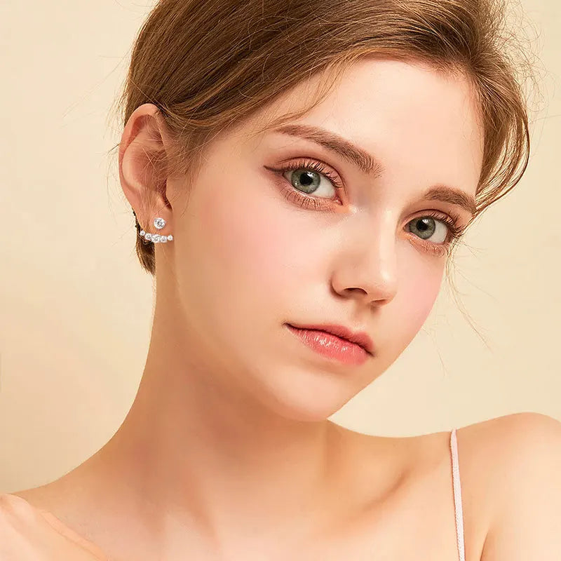 Moissanite Ear Jacket Stud Earrings 2.30CT VVS1 – 925 Sterling Silver, Women's Engagement & Wedding Jewelry