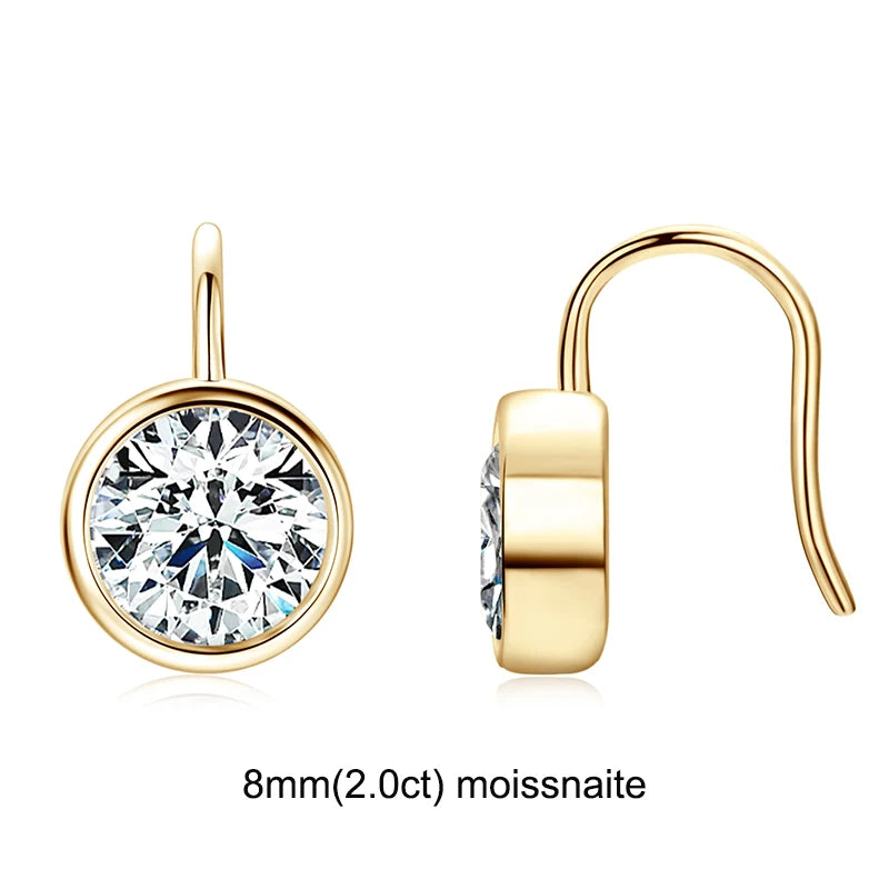 Moissanite Clip Earrings – 925 Sterling Silver, D Color, 6.5mm & 8mm Round Cut, Elegant Jewelry Gift for Girls & Weddings