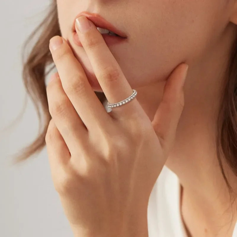 10K Solid Gold Half Eternity Band – 1.2mm D Color Moissanite, Thin Stackable Wedding Ring for Women