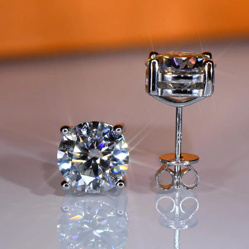 Boucles d'oreilles à tige en moissanite – Argent sterling 925, certifiées D VVS1, 3 mm à 11 mm, bijoux fins unisexes