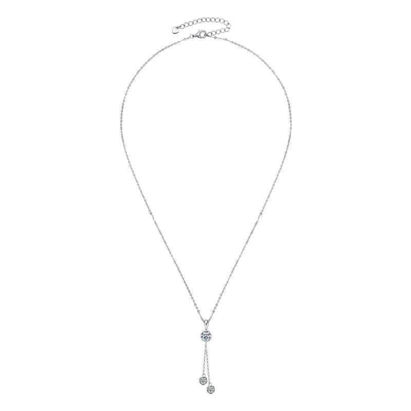 Crown Tassel Moissanite Pendant Necklace – 6.5mm & 4mm D/VVS1, 925 Sterling Silver, GRA Certified Women's Fine Jewelry