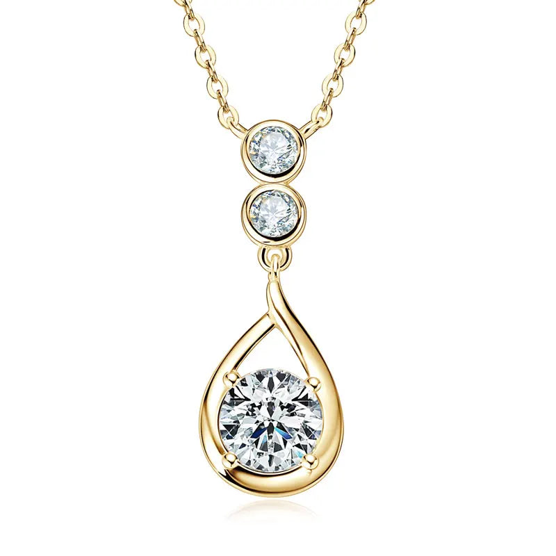 Moissanite Waterdrop Pendant Necklace 1.20CT – 925 Sterling Silver, Elegant Women's Jewelry Gift for Wedding & Christmas