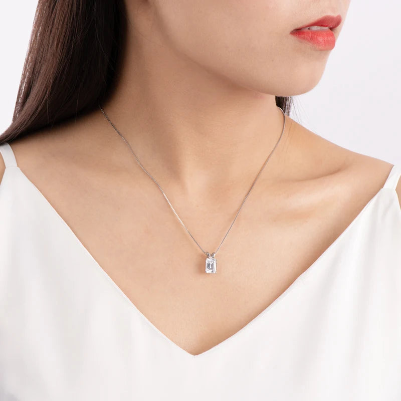 Simulated Diamond Pendant Necklace – 925 Sterling Silver, Large Stone, Women's Birthday Gift, Fine Jewelry