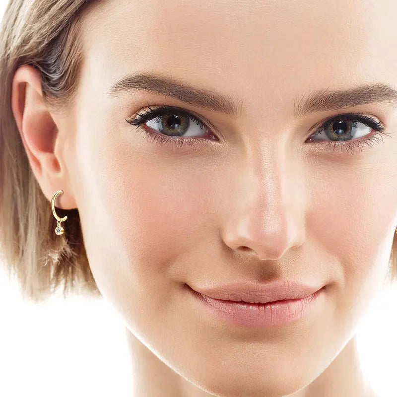 Boucles d'oreilles en moissanite – Demi-créoles en argent sterling 925, bijoux de fiançailles élégants pour femmes et filles