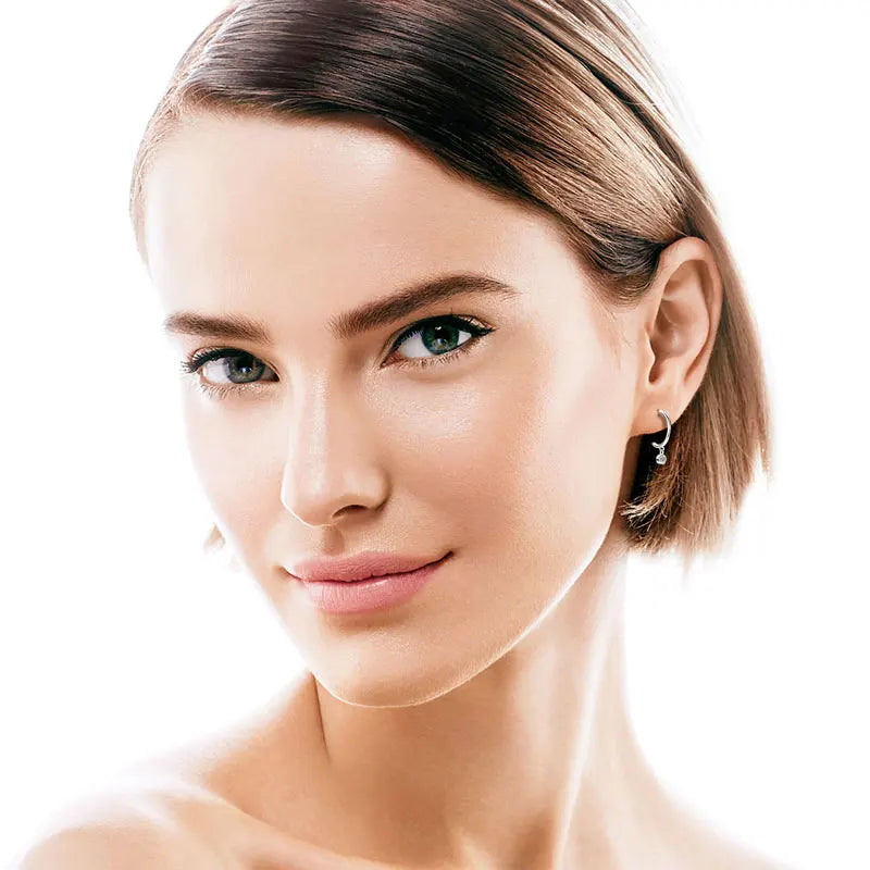 Boucles d'oreilles en moissanite – Demi-créoles en argent sterling 925, bijoux de fiançailles élégants pour femmes et filles