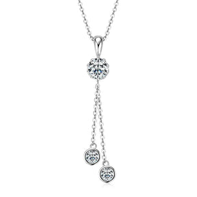 Crown Tassel Moissanite Pendant Necklace – 6.5mm & 4mm D/VVS1, 925 Sterling Silver, GRA Certified Women's Fine Jewelry