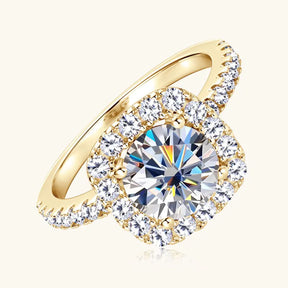 Moissanite Halo Wedding Ring – 8mm Round Cut, 925 Sterling Silver, Women's Engagement Fine Jewelry