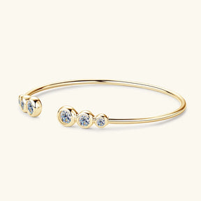 Moissanite Cuff Bangle Bracelet – 925 Sterling Silver, 5mm 4mm 3mm Round Cut, Luxury Women's Jewelry