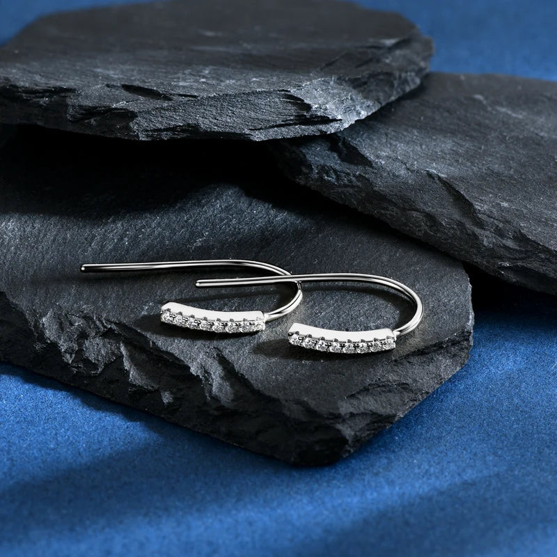 Moissanite U-Shaped Hook Earrings 1.3mm – 925 Sterling Silver, Simple & Unique Girls' Jewelry, 2024 Trend