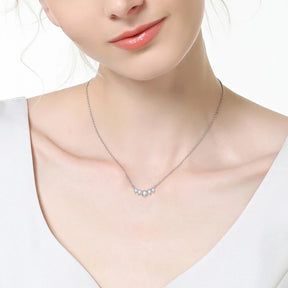 Moissanite Smile Pendant Necklace – 5-Stone Choker, 925 Sterling Silver, 40+5cm Chain, Trendy Women's Jewelry Gift