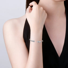 Moissanite Cuff Bangle Bracelet – 925 Sterling Silver, 5mm 4mm 3mm Round Cut, Luxury Women's Jewelry