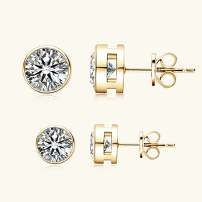 Boucles d'oreilles à tige en moissanite – 1 carat, 2 carats, 5 mm, 6,5 mm, 8 mm, argent sterling 925 plaqué or, bijoux unisexes pour tous les jours