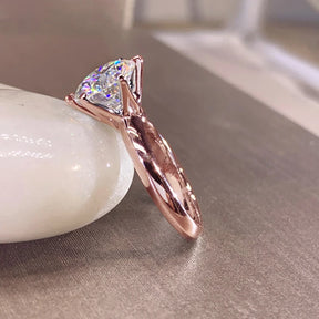 Solitaire Moissanite Wedding Ring – 1CT 2CT 3CT, Rose Gold Plated, 925 Sterling Silver, Sparkling Promise Ring for Women