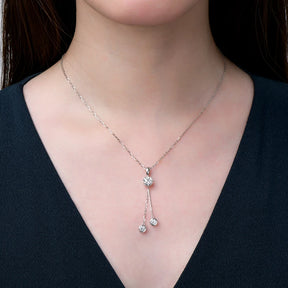 Crown Tassel Moissanite Pendant Necklace – 6.5mm & 4mm D/VVS1, 925 Sterling Silver, GRA Certified Women's Fine Jewelry