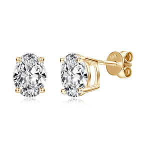 10K Yellow Gold Moissanite Stud Earrings – 1.5CT Oval Cut, Unisex Wedding Jewelry, 2025 Trend